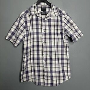 Marmot Short Sleeve T-Shirt Chest Pocket Button Up Plaid Mens Small Summer